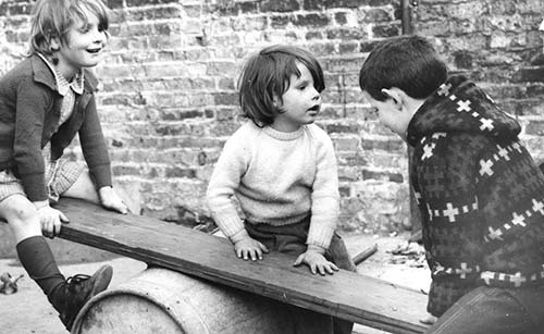 children playing seesaw